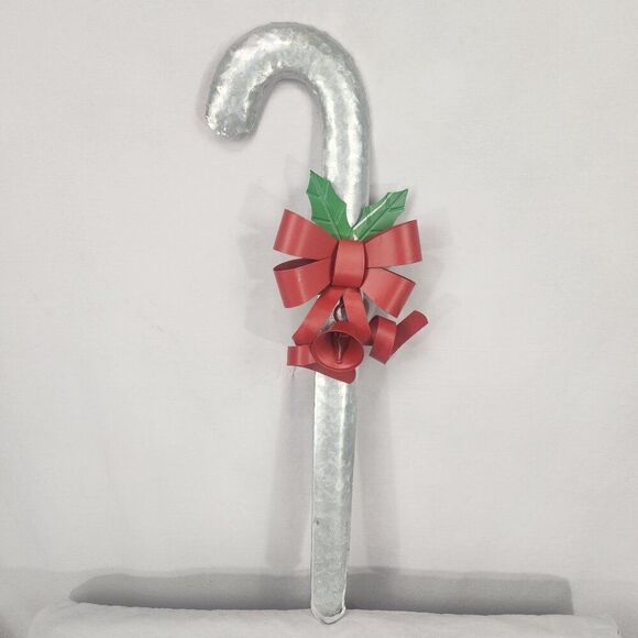 Designs Combined Inc 24" Silver Metal Christmas Candy Cane  Wall Hanging Decor - Picture 1 of 5